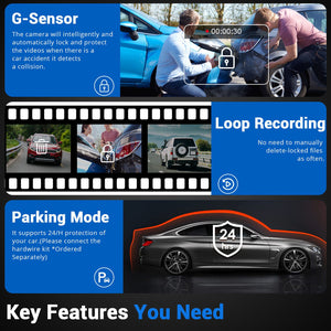 WiFi 10" 2K Dash Cam | RearView Camera | Reversing Recorder | Free 32GB Card