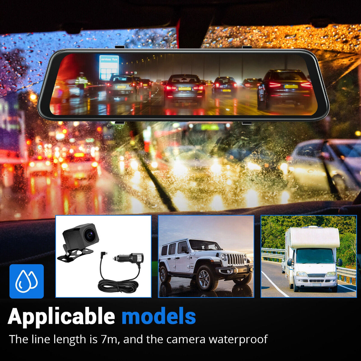 WiFi 10" 2K Dash Cam | RearView Camera | Reversing Recorder | Free 32GB Card