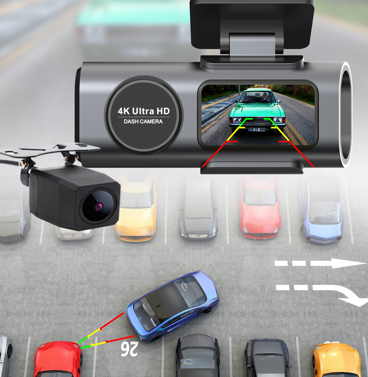 4K Dash Cam UHD 2160P | WiFi Front Dashcam | Night Vision | 64GB Card