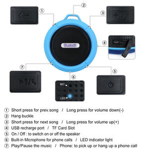 Portable Waterproof Mini Bluetooth Speaker | Red | Wireless Music Stereo | Handsfree & Rechargeable