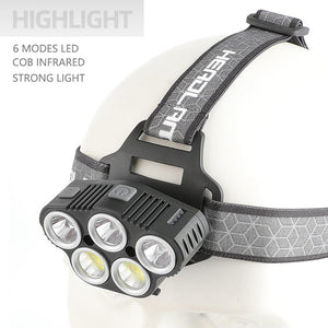6 Modes LED Head Torch | Induction Headlight Camping COB Infrared Strong Lights