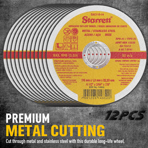 12x 4.5inch 115mm Angle Grinder Cutting Discs | Thin Cut Off Wheel | Steel Stainless