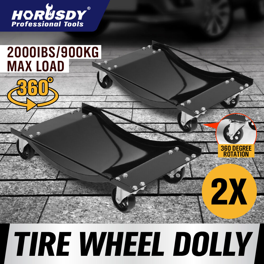 2-Piece Wheel Dolly Car Positioning Jack | 450kg Vehicle Mover Transporter Trolley