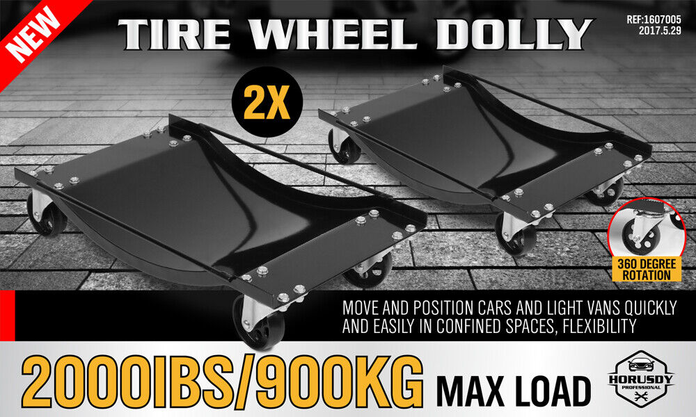 2-Piece Wheel Dolly Car Positioning Jack | 450kg Vehicle Mover Transporter Trolley