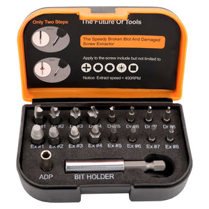 Magnetic Damaged Screw Extractor Set | 18-Piece | Broken Drill Bit Remover Kit | Hex CR-V