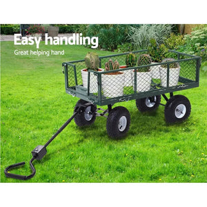 300kg Gardeon Mesh Garden Cart | Steel | Removable Sides | Trolley Wagon | ATV Trailer