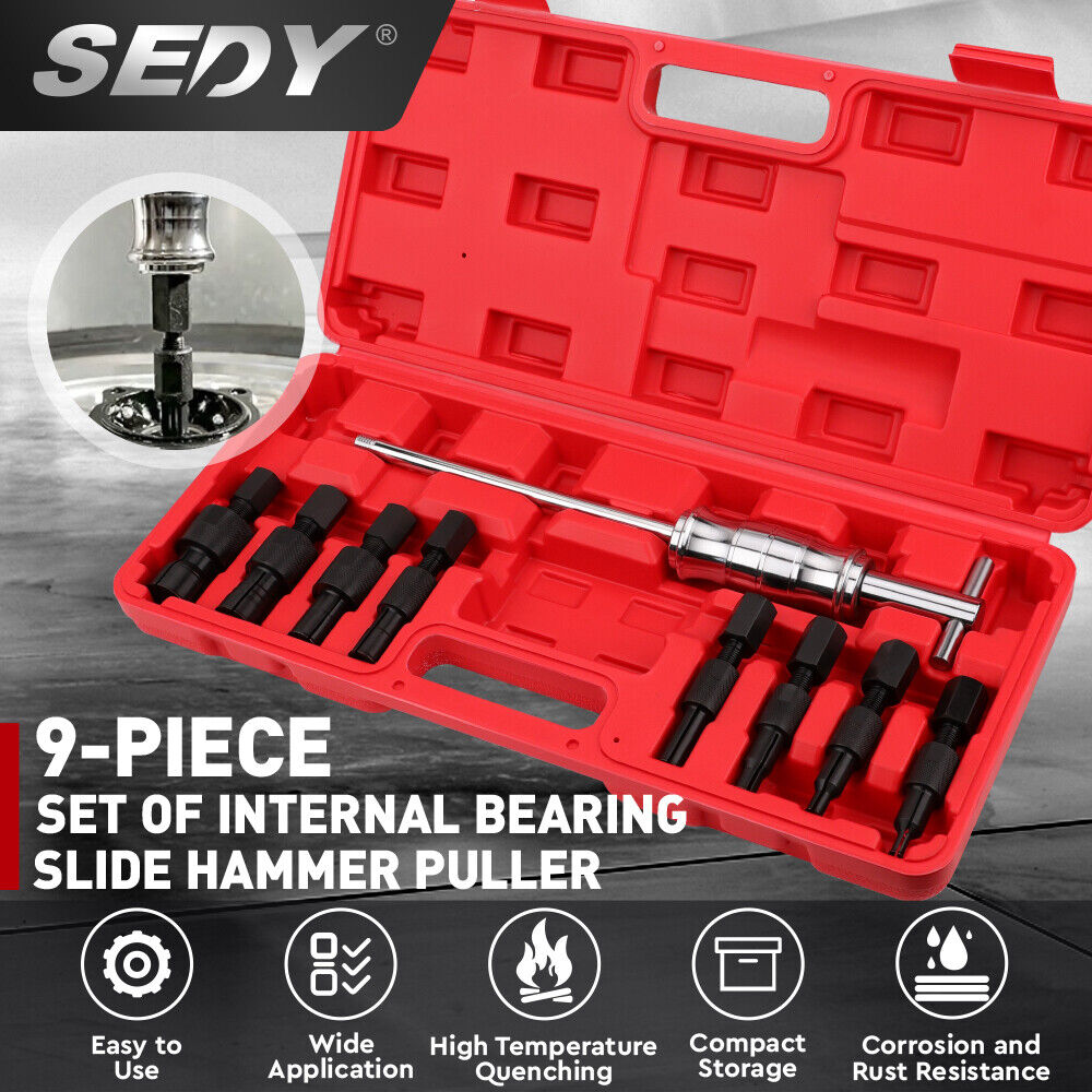 SEDY Inner Bearing Puller Set | 9-Piece | Slide Hammer Internal Blind Hole Remover Tool