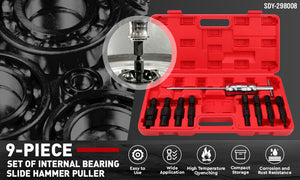 SEDY Inner Bearing Puller Set | 9-Piece | Slide Hammer Internal Blind Hole Remover Tool