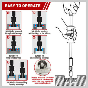 SEDY Inner Bearing Puller Set | 9-Piece | Slide Hammer Internal Blind Hole Remover Tool