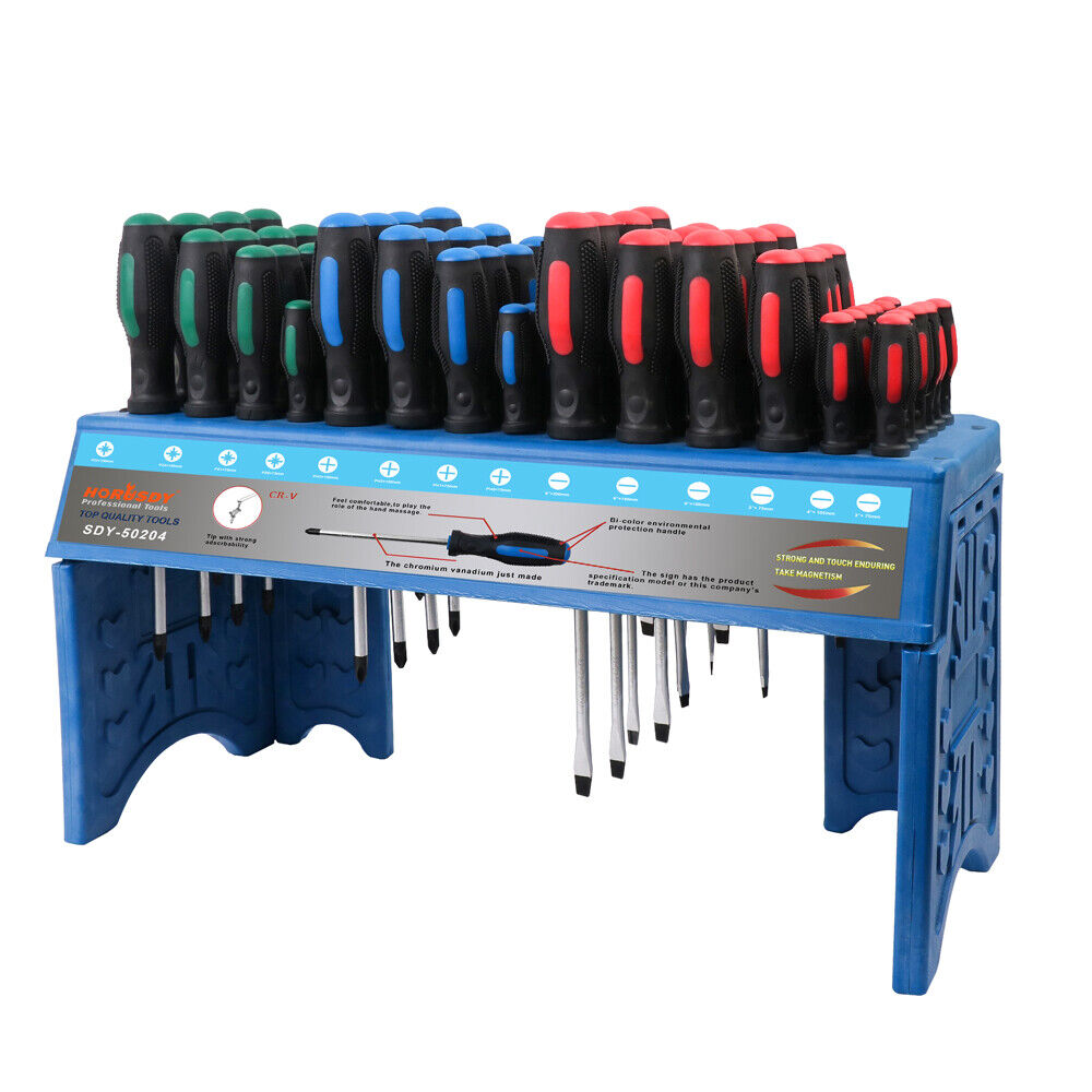 Screwdriver Set with Stand | 64-Piece | Wall Mount | Magnetic Tips | Precision Kit | AU Stock