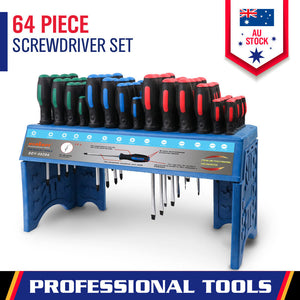 Screwdriver Set with Stand | 64-Piece | Wall Mount | Magnetic Tips | Precision Kit | AU Stock