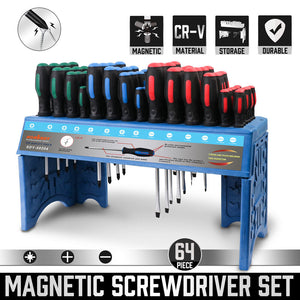 Screwdriver Set with Stand | 64-Piece | Wall Mount | Magnetic Tips | Precision Kit | AU Stock