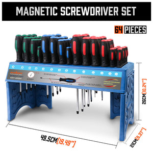 Screwdriver Set with Stand | 64-Piece | Wall Mount | Magnetic Tips | Precision Kit | AU Stock