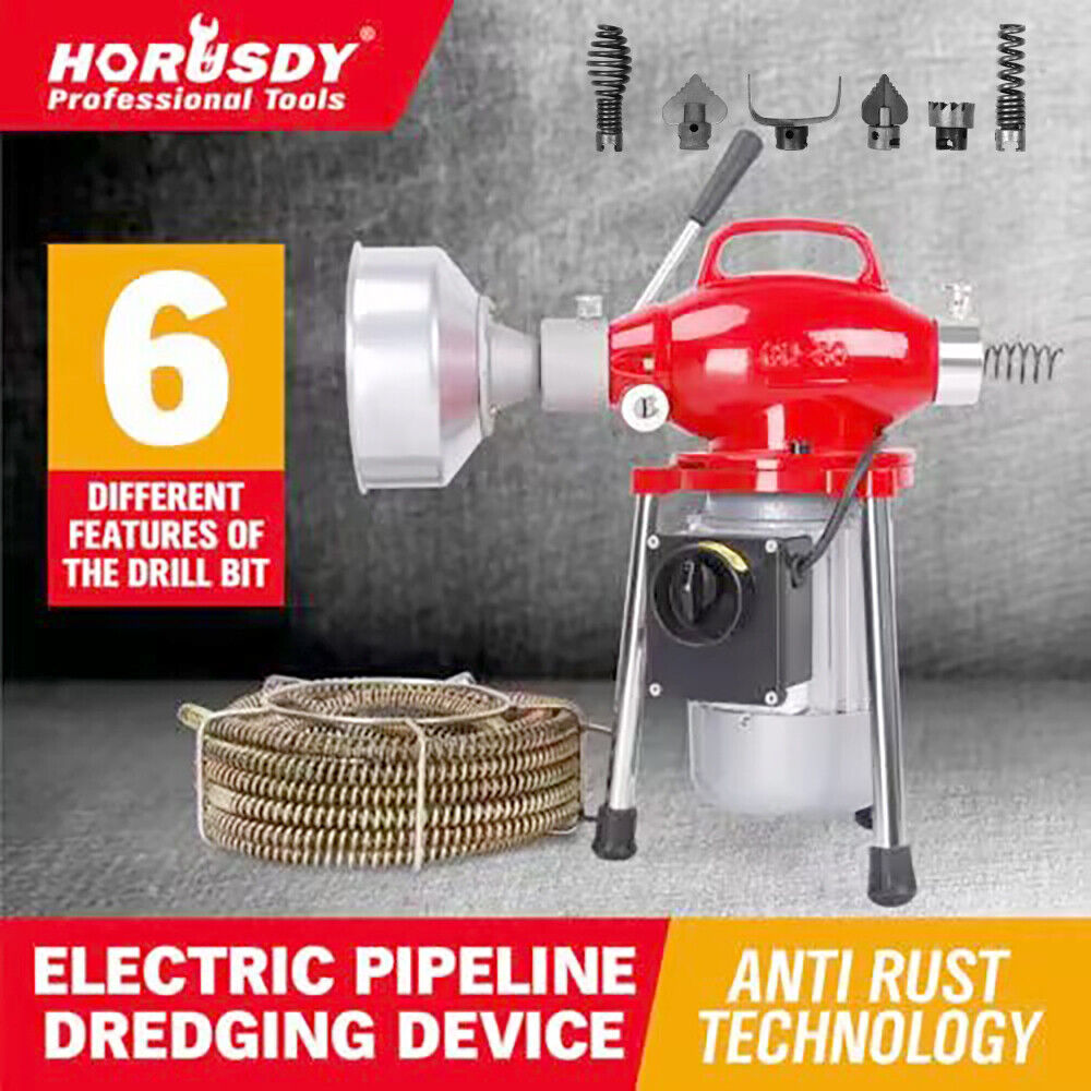 Drain Cleaner Machine | 400W Electric Eel | Plumbing Sewer Pipe Cleaner | 6 Cutter Heads