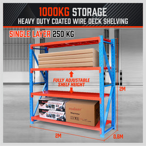 Steel Garage Storage Racks | 2M x 2M | Warehouse Tyre Shelving | 1000KG Capacity