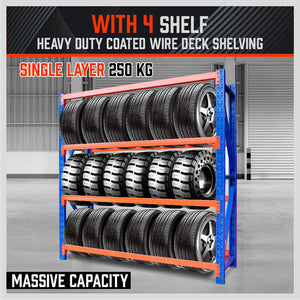 Steel Garage Storage Racks | 2M x 2M | Warehouse Tyre Shelving | 1000KG Capacity