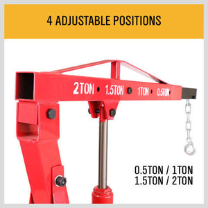 Engine Crane | 2 Ton | Hydraulic Hoist Folding Shop Mobile Lifter | Workshop Lift
