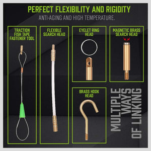 SWANLAKE Fiberglass Running Wire | 33FT / 10M | Fish Tape Pull Push Rod | Coaxial Electrical Cable Pulling Kit
