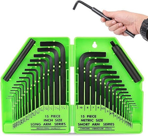 SWANLAKE Hex Key Set | 32PCS | Metric & SAE Sizes | 0.7mm-10mm & 0.028"-3/8"