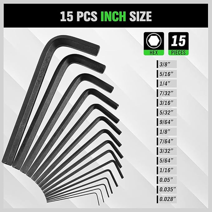 SWANLAKE Hex Key Set | 32PCS | Metric & SAE Sizes | 0.7mm-10mm & 0.028"-3/8"