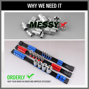 SWANLAKE Socket Organizer Set | 6-Piece | 86 Sliding Clips | Rack Rail Mountable | Premium Quality Storage Holders