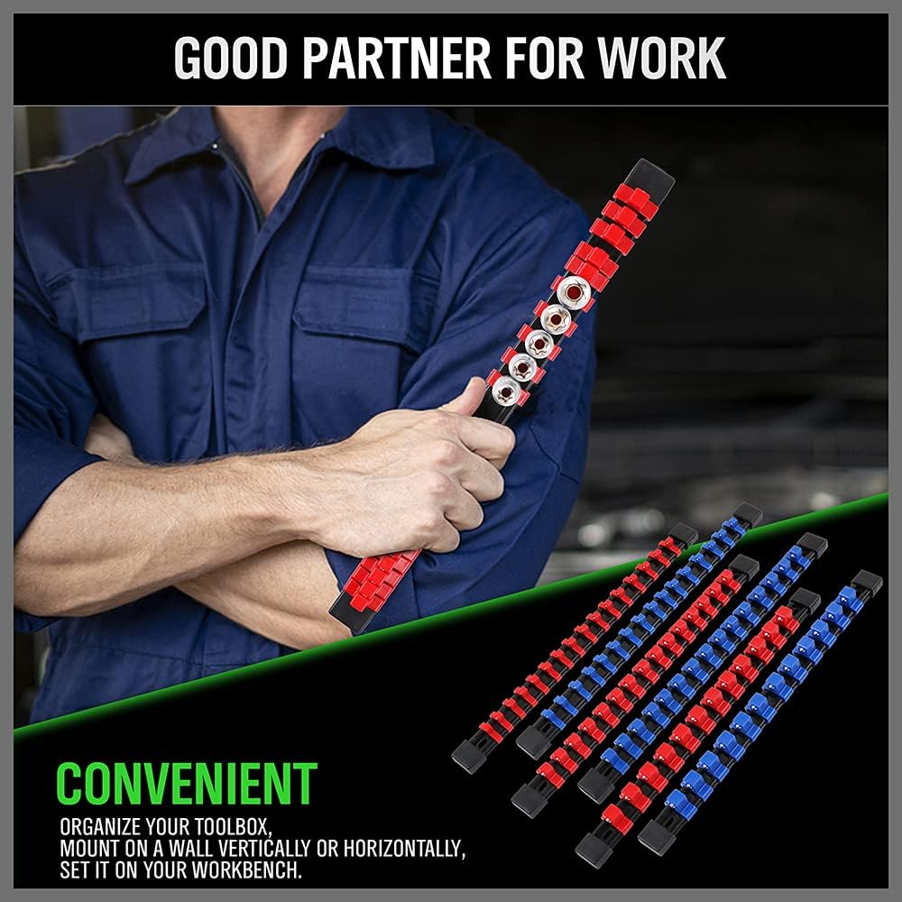 SWANLAKE Socket Organizer Set | 6-Piece | 86 Sliding Clips | Rack Rail Mountable | Premium Quality Storage Holders