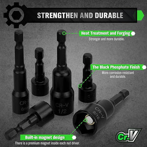 SWANLAKE Magnetic Hex Nut Driver Set | 39PCS | 1/4" Quick-Change | SAE & Metric Cr-V Steel