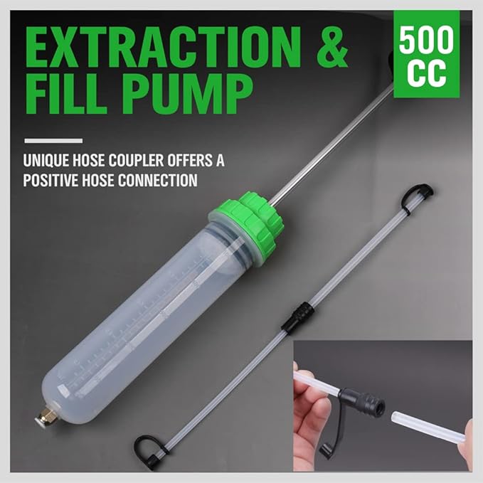 SWANLAKE Fluid Extractor | 500ML | Oil Extraction & Fill Pump | Manual Suction Vacuum | Fuel Transfer