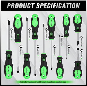 SWANLAKE Screwdriver Set | 11PCS | Magnetic | 5 Phillips | 5 Flat Head | Fastening & Loosening Seized Screws