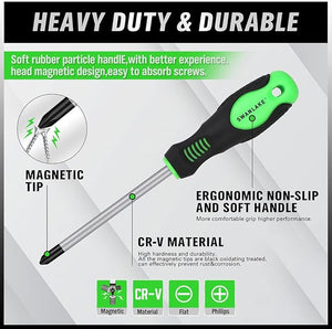 SWANLAKE Screwdriver Set | 11PCS | Magnetic | 5 Phillips | 5 Flat Head | Fastening & Loosening Seized Screws