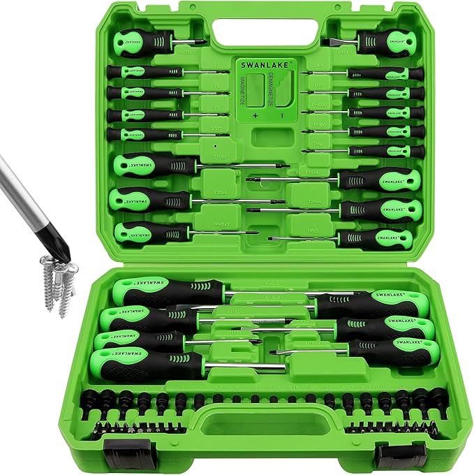 SWANLAKE Magnetic Screwdriver Set | 86PCS | Slotted | Phillips | Torx | Mini Precision | Replaceable Bits | Nut Drivers | Toolbox Included