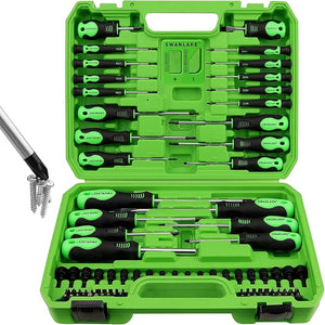 SWANLAKE Magnetic Screwdriver Set | 86PCS | Slotted | Phillips | Torx | Mini Precision | Replaceable Bits | Nut Drivers | Toolbox Included