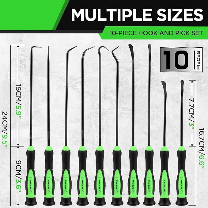 SWANLAKE Pick and Hook Set | 10-Piece | Auto Oil Seal & O-Ring Removal Tool