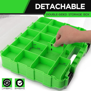 SWANLAKE Small Parts Organizer | 34-Compartment | Double-Sided Storage Box | Removable Dividers | Hardware Organizer