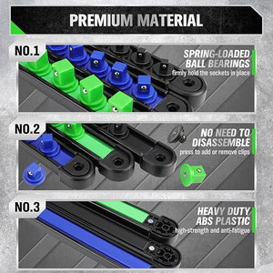 SWANLAKE Swivel Socket Organizer Set | 6-Piece | 1/4" x 26 Clips | 3/8" x 26 Clips | 1/2" x 22 Clips | Premium Socket Storage Holders