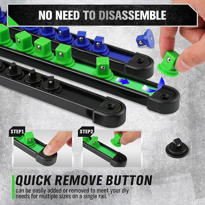 SWANLAKE Swivel Socket Organizer Set | 6-Piece | 1/4" x 26 Clips | 3/8" x 26 Clips | 1/2" x 22 Clips | Premium Socket Storage Holders