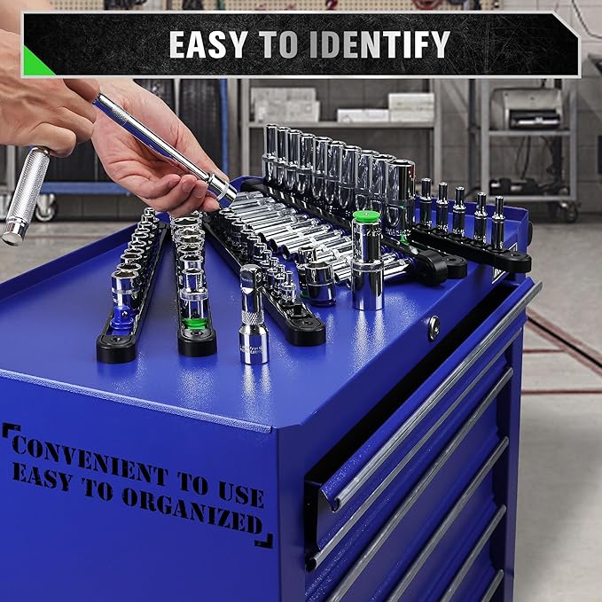 SWANLAKE Swivel Socket Organizer Set | 6-Piece | 1/4" x 26 Clips | 3/8" x 26 Clips | 1/2" x 22 Clips | Premium Socket Storage Holders