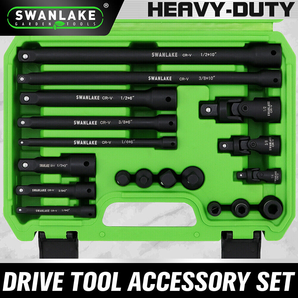 SWANLAKE Drive Tool Accessory Set | 18-Piece | Extension Bars | Impact Universal Joint Set