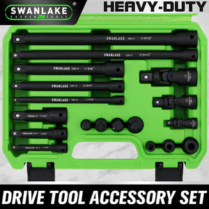 SWANLAKE Drive Tool Accessory Set | 18-Piece | Extension Bars | Impact Universal Joint Set