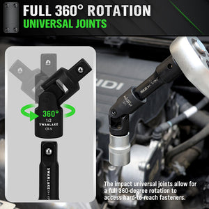 SWANLAKE Drive Tool Accessory Set | 18-Piece | Extension Bars | Impact Universal Joint Set