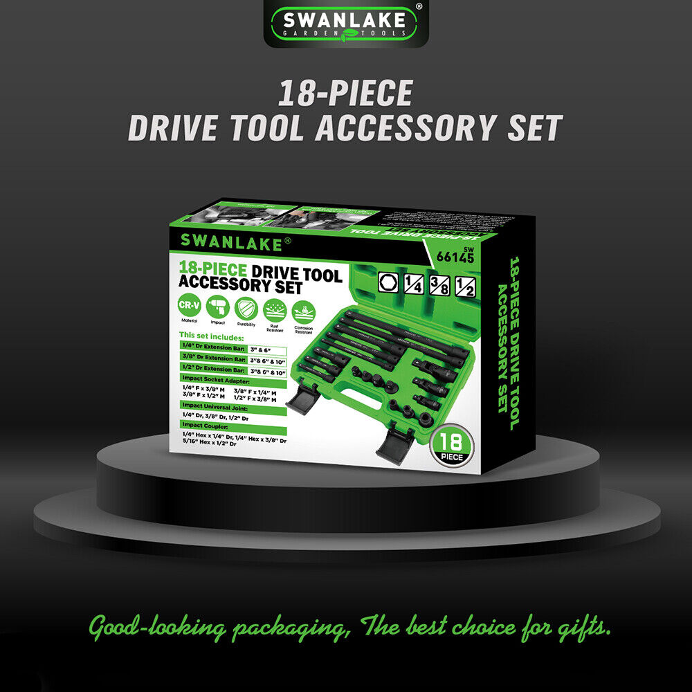 SWANLAKE Drive Tool Accessory Set | 18-Piece | Extension Bars | Impact Universal Joint Set