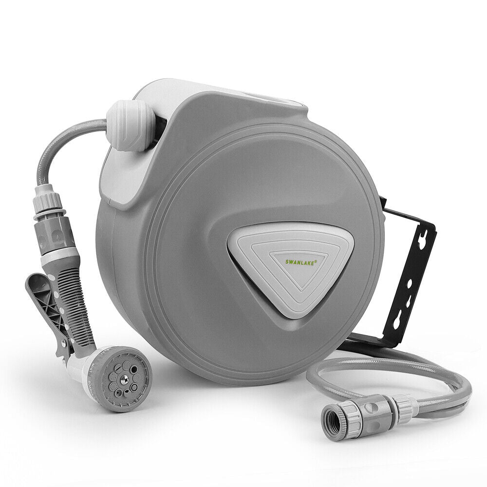 Retractable Garden Air Hose Reel | 10M | Auto Rewind | Wall Mounted | Grey | AU Stock