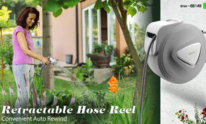 Retractable Garden Air Hose Reel | 10M | Auto Rewind | Wall Mounted | Grey | AU Stock