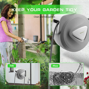 Retractable Garden Air Hose Reel | 10M | Auto Rewind | Wall Mounted | Grey | AU Stock