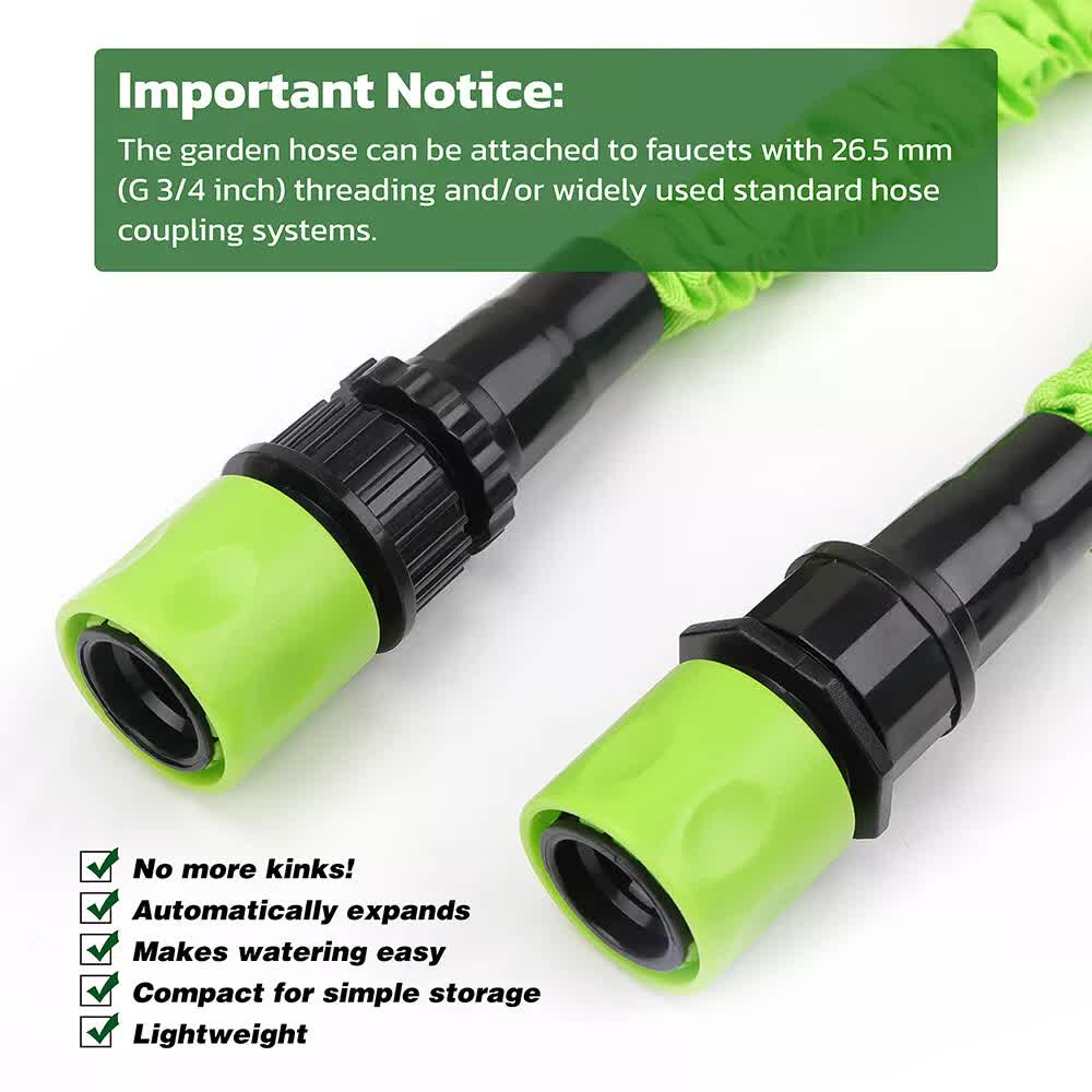 25FT Water Garden Hose | Flexible Expandable Pipe | Car Wash with Spray Nozzle Gun