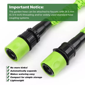 25FT Water Garden Hose | Flexible Expandable Pipe | Car Wash with Spray Nozzle Gun