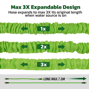 25FT Water Garden Hose | Flexible Expandable Pipe | Car Wash with Spray Nozzle Gun