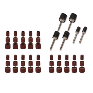 Sanding Bands Drum Sleeve Set | 51-Piece | 120 Grits | Mandrel Dremel Rotary Kit | 3mm Shank