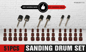 Sanding Bands Drum Sleeve Set | 51-Piece | 120 Grits | Mandrel Dremel Rotary Kit | 3mm Shank