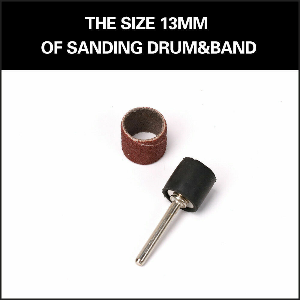 Sanding Bands Drum Sleeve Set | 51-Piece | 120 Grits | Mandrel Dremel Rotary Kit | 3mm Shank